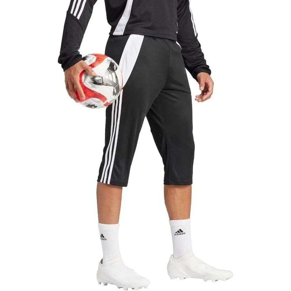 NEW Adidas Tiro24 Slim Fit 3/4 Pants Men's XS Black White Elastic Waist Comfort